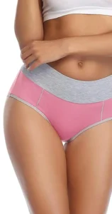 Pink womens underwear with a grey waistband combining style and comfort in womens undergarment design