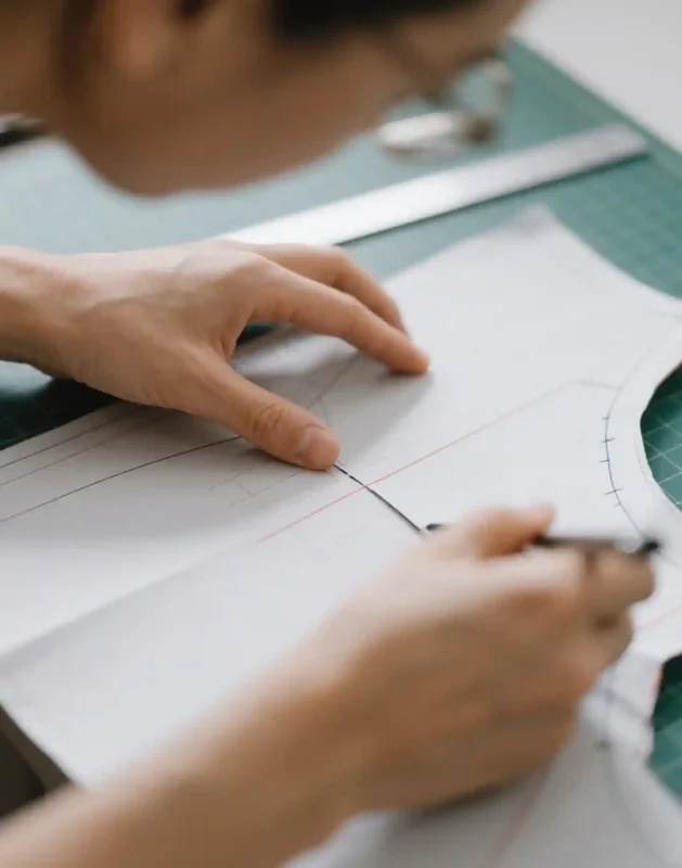 A Reliable OEM Underwear Suppliers02 zoralinkcom A person meticulously marking a paper pattern an essential step in the design process by underwear suppliers for creating new underwear styles