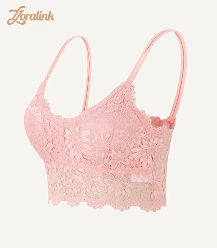 Womens Wireless Seamless Lace Bra Pink