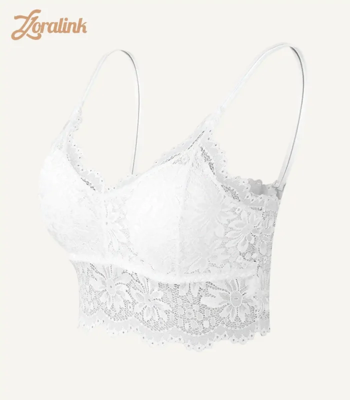 Womens Wireless Seamless Lace Bra White