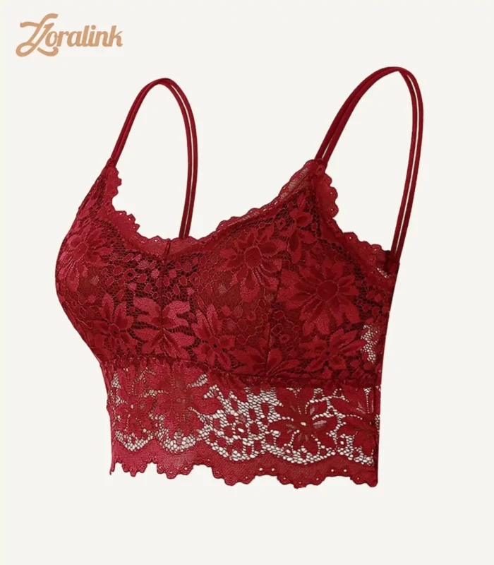 Womens Wireless Seamless Lace Bra Red