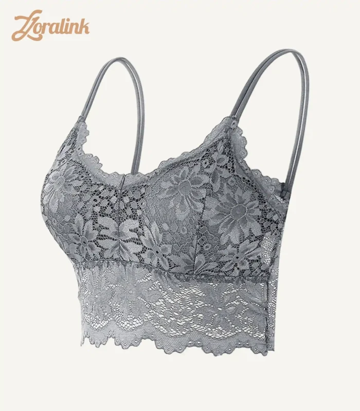 Womens Wireless Seamless Lace Bra Light Gray