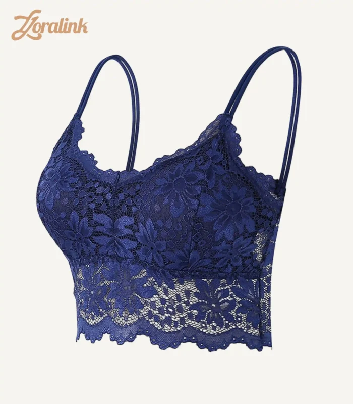 Womens Wireless Seamless Lace Bra navy blue