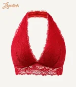 Lace Bra Bralette Soft Wireless Seamless Comfort03 zoralinkcom Red halter lace bra with soft wireless and seamless lace details