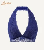 Lace Bra Bralette Soft Wireless Seamless Comfort04 zoralinkcom Stylish blue halter lace bra with soft wireless design and seamless lace details