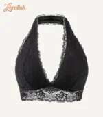 Lace Bra Bralette Soft Wireless Seamless Comfort05 zoralinkcom Stylish black halter lace bra with soft wireless design and seamless lace details