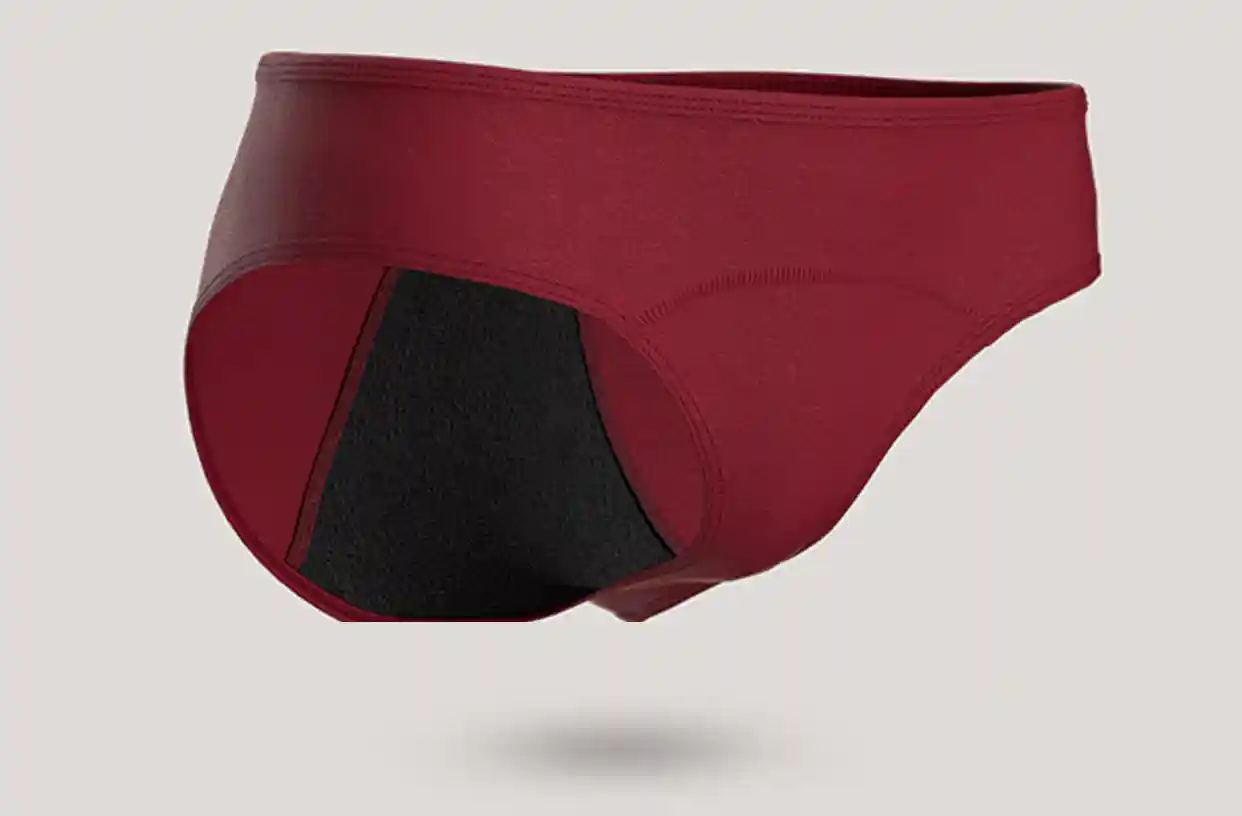MidRise Period Panties Seamless Reusable Leakproof12 zoralinkcom Close up of seamless red underwear highlighting its smooth texture and detailed design