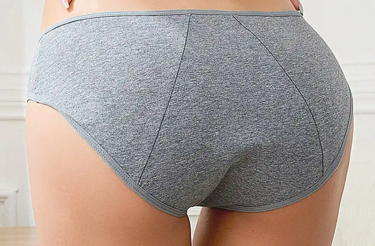 MidRise Period Panties Seamless Reusable Leakproof13 zoralinkcom Close up of period panties on the models posterior showcasing its seamless design and leak proof layersconfidence meets security