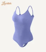 Seamless Bodysuit Shapewear Tummy Control Butt Lift03 zoralinkcom Light purple seamless bodysuit as shapewear with tummy control function for body shaping featuring thin shoulder straps waist texture and designed to be thin one piece and wearable outside