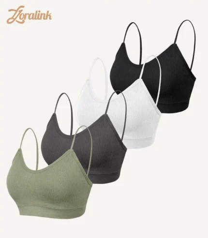 Seamless Everyday Bras Comfortable Breathable Bralette08 zoralinkcom Four different colored everyday bras displayed together showcasing the variety of styles and the comfortable seamless design