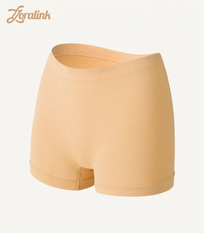 A pair of seamless beige panties crafted from soft and stretchy fabric for a comfortable and smooth fit