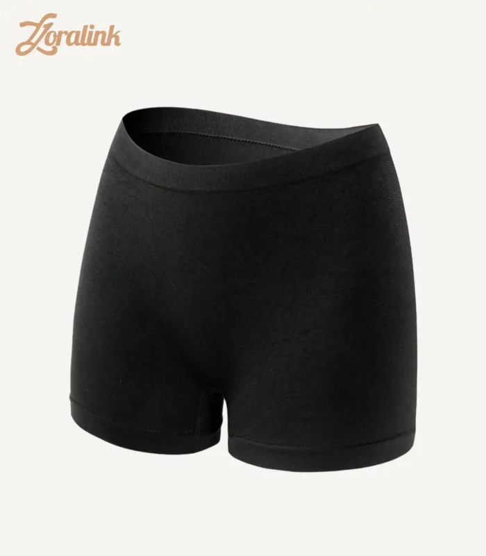 A pair of seamless black panties crafted from soft and stretchy fabric for a comfortable and smooth fit