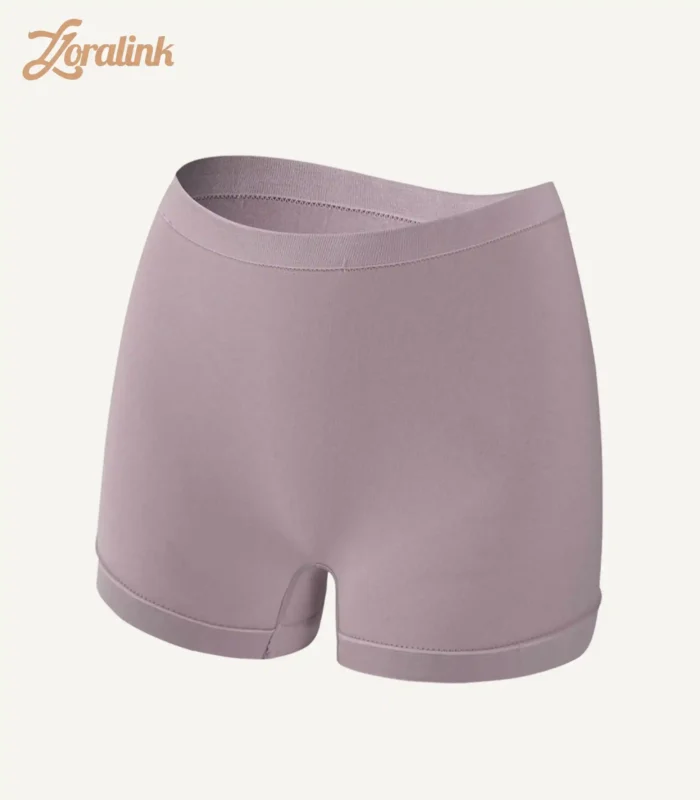 A pair of seamless lavender colored panties crafted from soft and stretchy fabric for a comfortable and smooth fit
