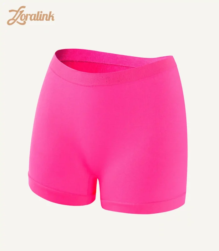 A pair of seamless bright pink panties crafted from soft and stretchy fabric for a comfortable and smooth fit