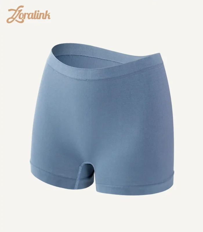 A pair of seamless light blue panties made from soft and stretchy fabric for a comfortable and smooth fit