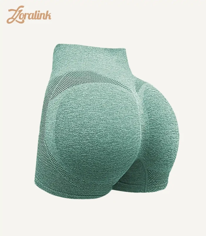 Seamless high waisted sports underwear shorts in light green with a butt lifting design crafted for fitness and yoga activities