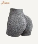 Seamless Sports Underwear HighWaist Butt Lifting Breathable03 zoralinkcom Seamless high waisted sports underwear shorts in a black and white speckled pattern featuring a butt lifting design for enhanced fitness performance