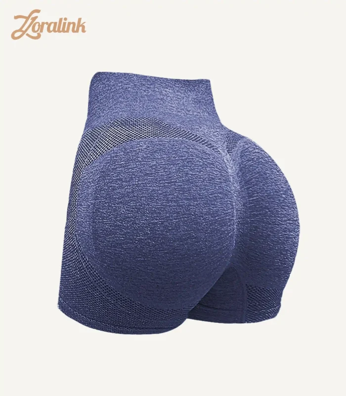 Seamless high waisted navy blue sports underwear shorts with a butt lifting design ideal for active workouts