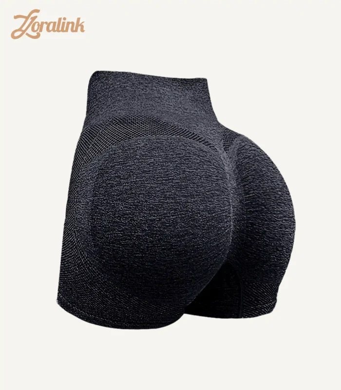 Seamless black high waisted sports underwear shorts with a butt lifting design suitable for intense physical activities