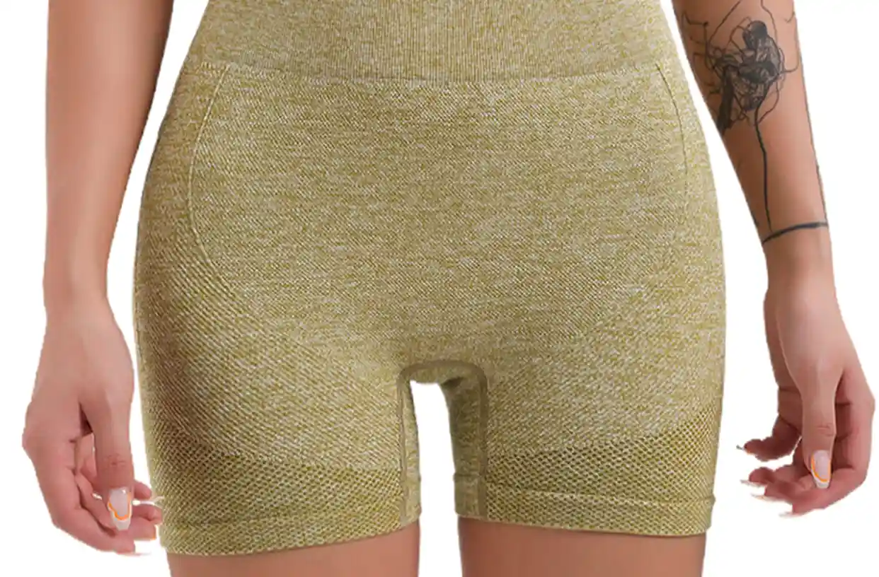 Seamless Sports Underwear HighWaist Butt Lifting Breathable10 zoralinkcom A person wearing seamless high waisted olive green sports underwear shorts with a butt lifting design showcasing the front view