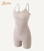 Nude colored seamless shapewear bodysuit with adjustable straps ensuring comfort while effectively shaping the body