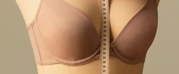 Small Batch Lingerie Suppliers021 zoralinkcom A mannequin dressed in a light beige lingerie bra with hands using a measuring tape to take measurements highlighting the precision and custom fitting services provided by lingerie suppliers