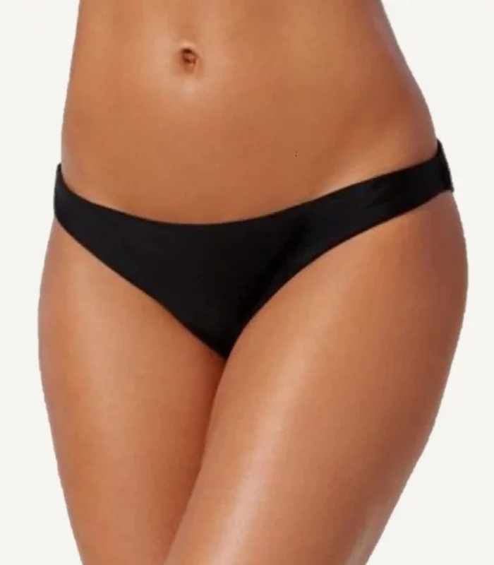 A black sports thongs panties with a bonded waistband and soft fabric designed for comfort and minimal coverage