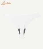 A white sports thongs panties featuring a bonded design and soft fabric ideal for sports and active lifestyles
