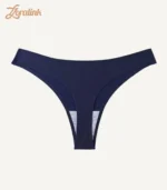 A navy blue sports thongs panties with a bonded waistband and soft fabric suitable for activewear