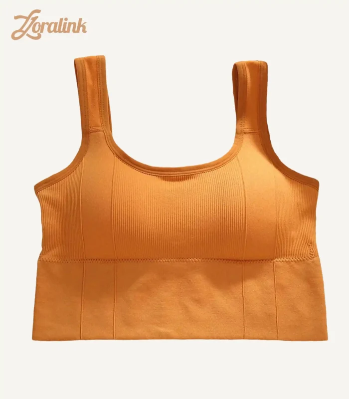 Square Collar Sports Bra Orange