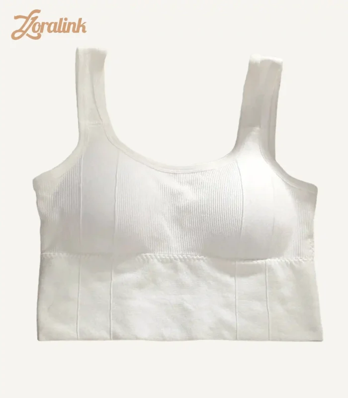 Square Collar Sports Bra White