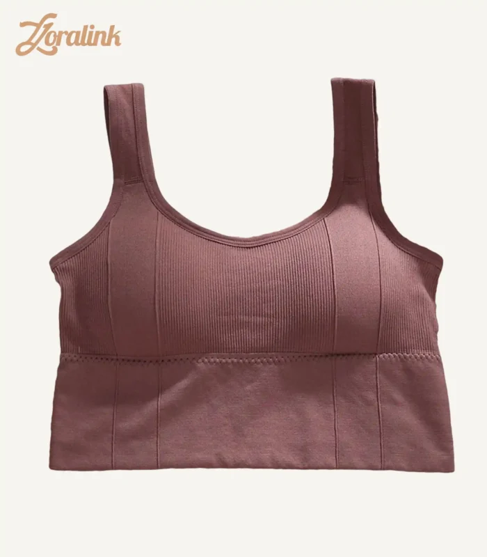 Square Collar Sports Bra Plum