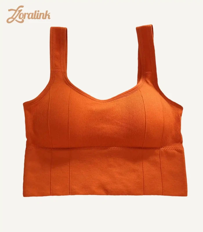 Square Collar Sports Bra Coral