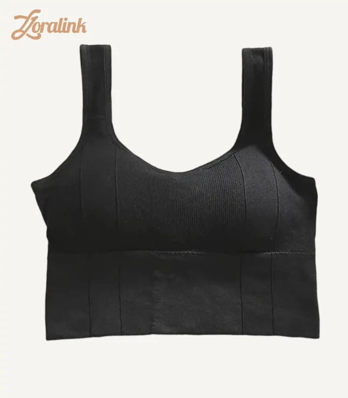 Square Collar Sports Bra Black