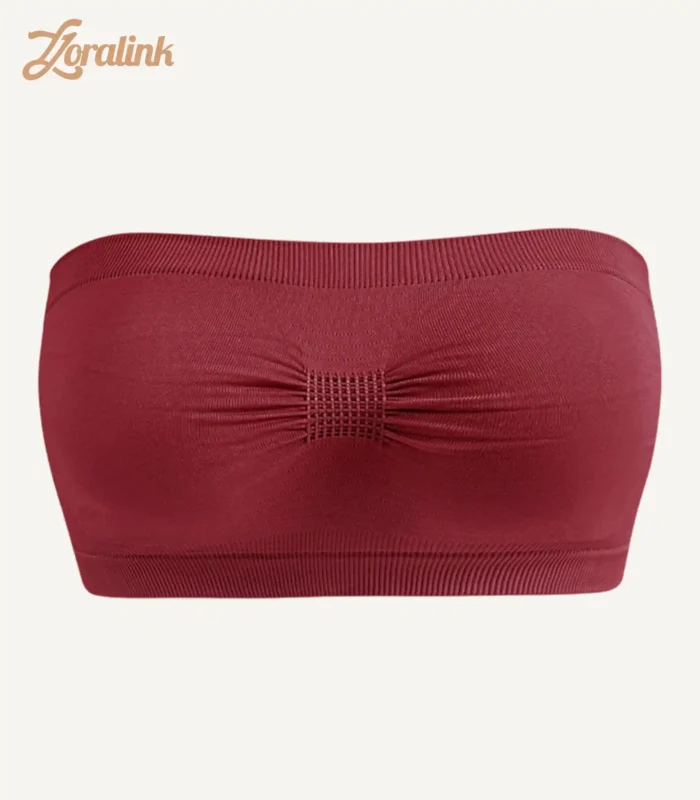 Strapless Bra – Wireless Seamless Breathable Bandeau Top-Red