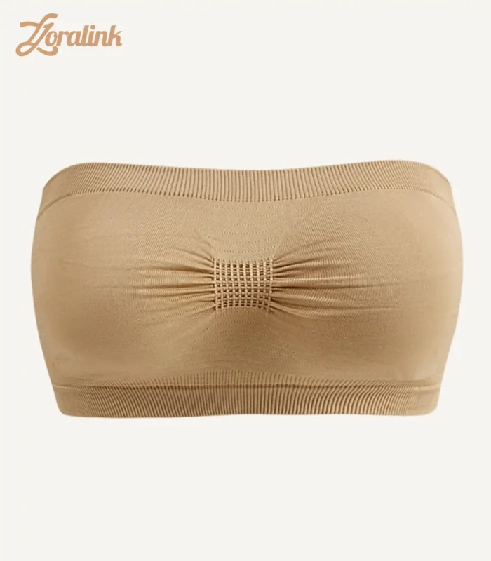 Strapless Bra Wireless Seamless Breathable Bandeau Top Beige