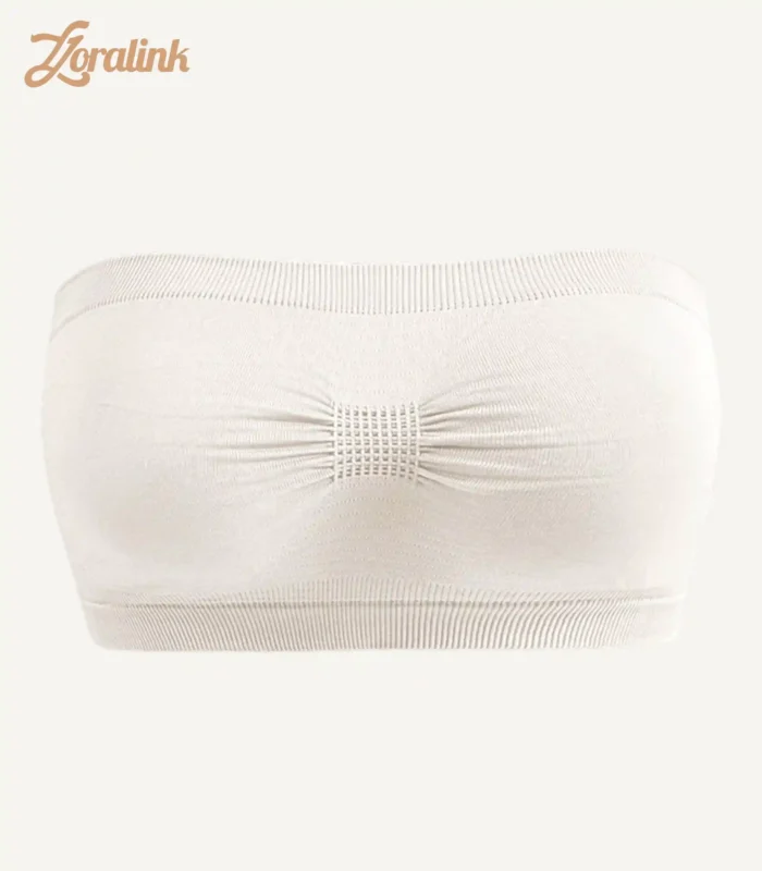 Strapless Bra Wireless Seamless Breathable Bandeau Top White