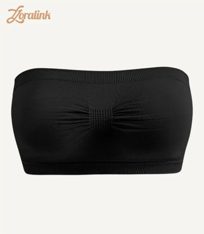Strapless Bra Wireless Seamless Breathable Bandeau Top Black