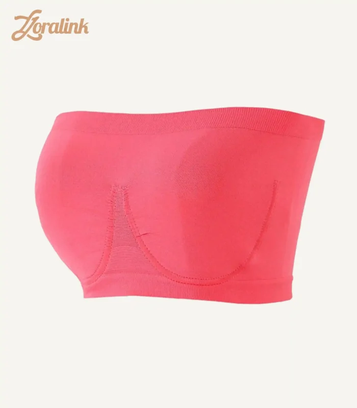 Strapless Bra Wireless Seamless Comfort for Women Pink