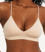 Triangle Bra Seamless Wireless Comfort Style01 zoralinkcom A seamless wireless triangle bra in a light beige color designed for comfort and a smooth fit