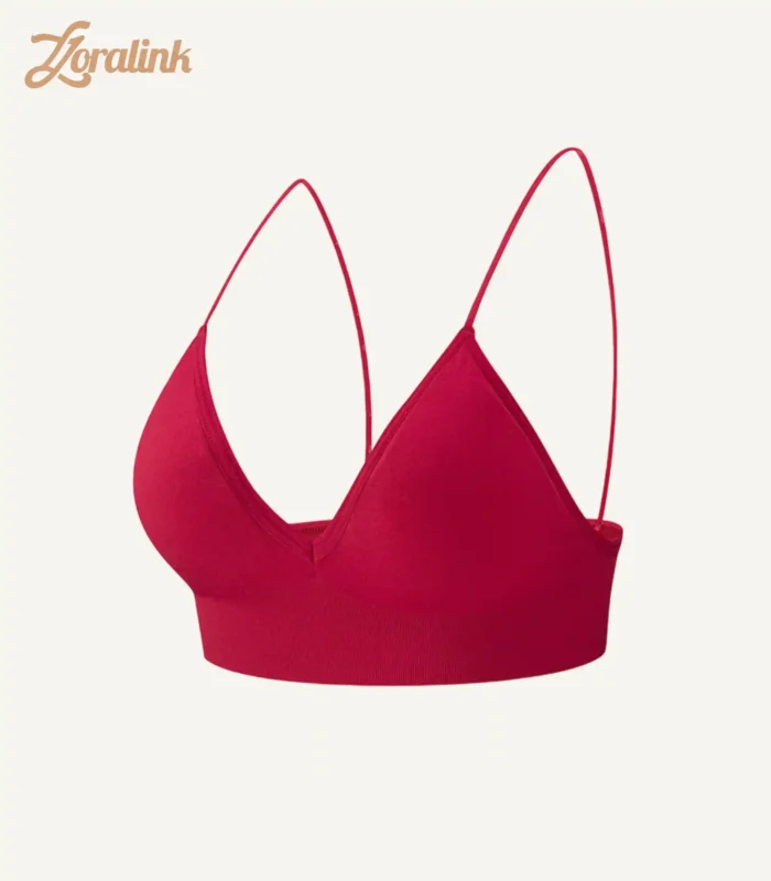 A vibrant red seamless wireless triangle bra designed for comfort and a stylish look