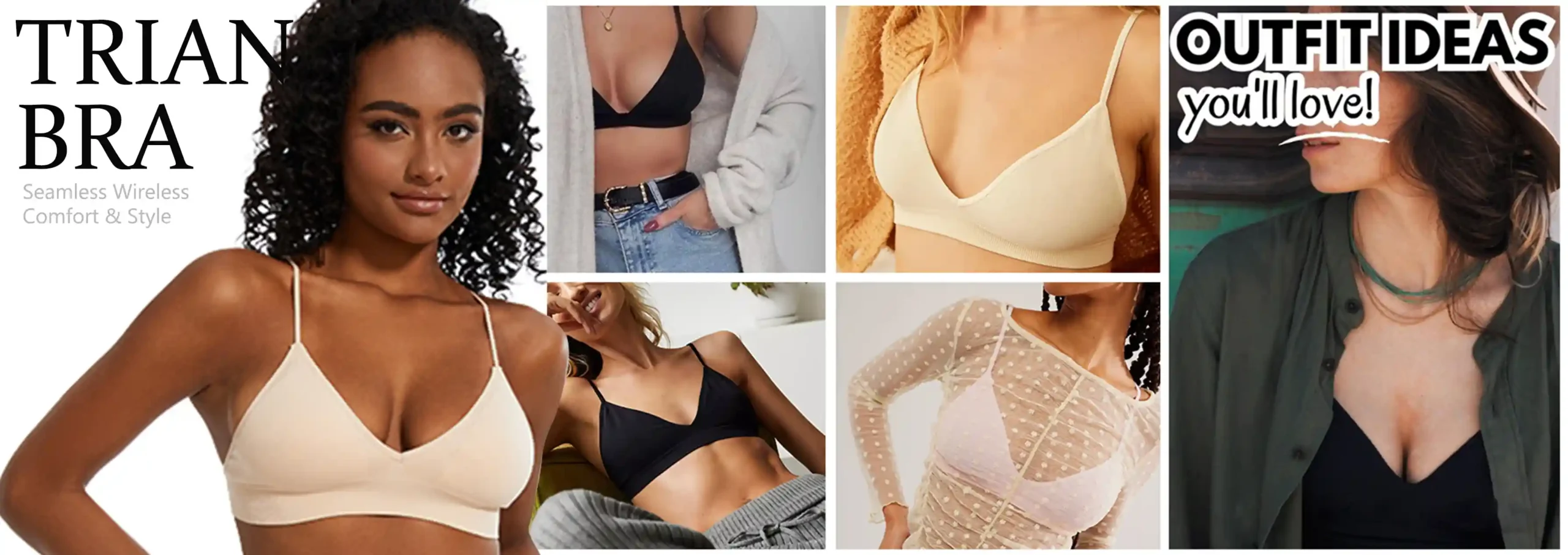 Triangle Bra Seamless Wireless Comfort Style15 zoralinkcom Advertisement for a triangle bra highlighting its seamless wireless design with a focus on comfort and style